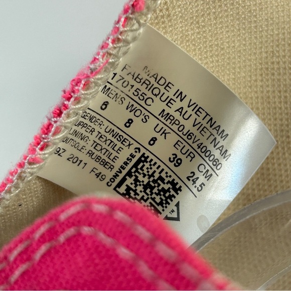 ❤️ Converse Hot Pink Canvas Unisex Sneakers 6M 8W - Picture 7 of 7